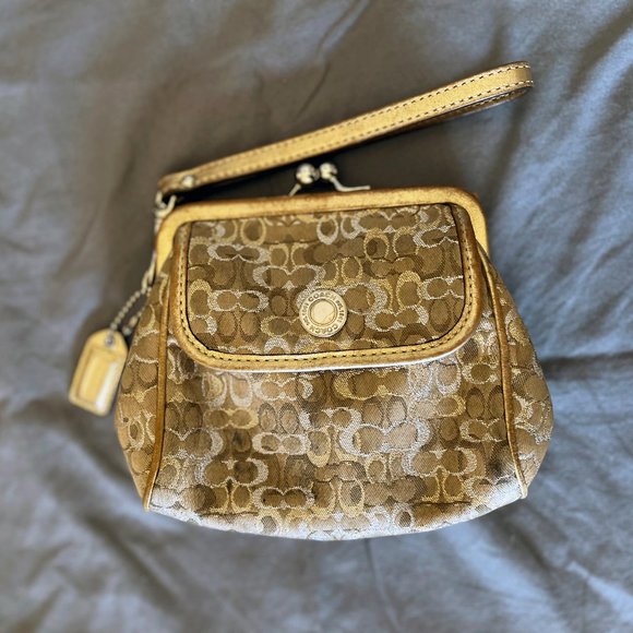 Coach Handbags - Coach Coin Purse Wristlet - Metallic